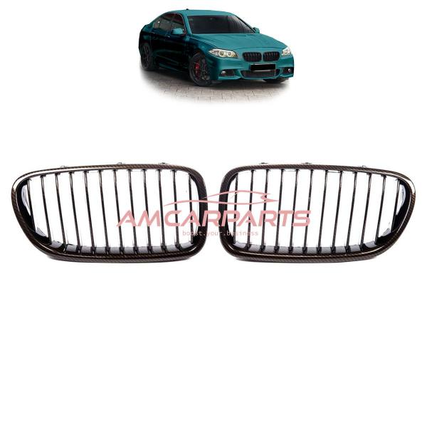Upgrade Design Kühlergrill / Sportgrill passend für BMW 5er F10 / F11 10-18 Carbon-Optik / Hochglanz braun