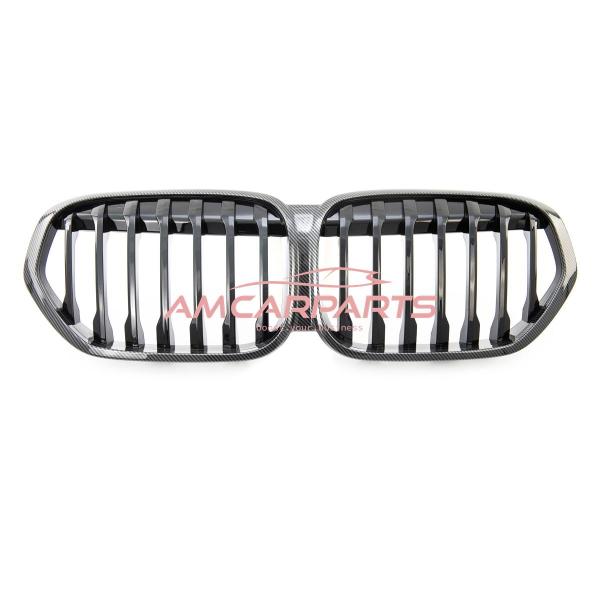 Upgrade Design Kühlergrill / Sportgrill passend für BMW X1 F48 Facelift 19-22 Carbon-Optik / Hochglanz schwarz