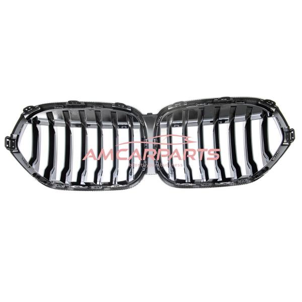 Upgrade Design Kühlergrill / Sportgrill passend für BMW X1 F48 Facelift 19-22 Carbon-Optik / Hochglanz schwarz