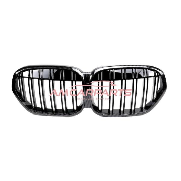 Upgrade Design Kühlergrill / Sportgrill passend für BMW X1 F48 Facelift 19-22 Carbon-Optik / Hochglanz schwarz