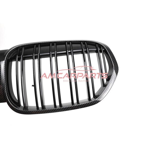 Upgrade Design Kühlergrill / Sportgrill passend für BMW X1 F48 Facelift 19-22 Carbon-Optik / Hochglanz schwarz