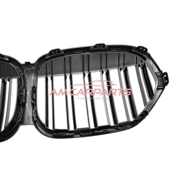 Upgrade Design Kühlergrill / Sportgrill passend für BMW X1 F48 Facelift 19-22 Carbon-Optik / Hochglanz schwarz