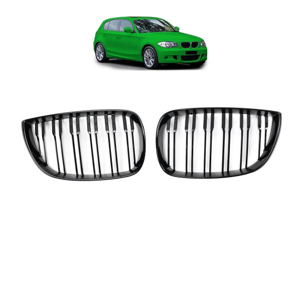 Upgrade Design Kühlergrill / Sportgrill passend für BMW 1er E81 / E87 Vor-Facelift 04-07 Hochglanz schwarz