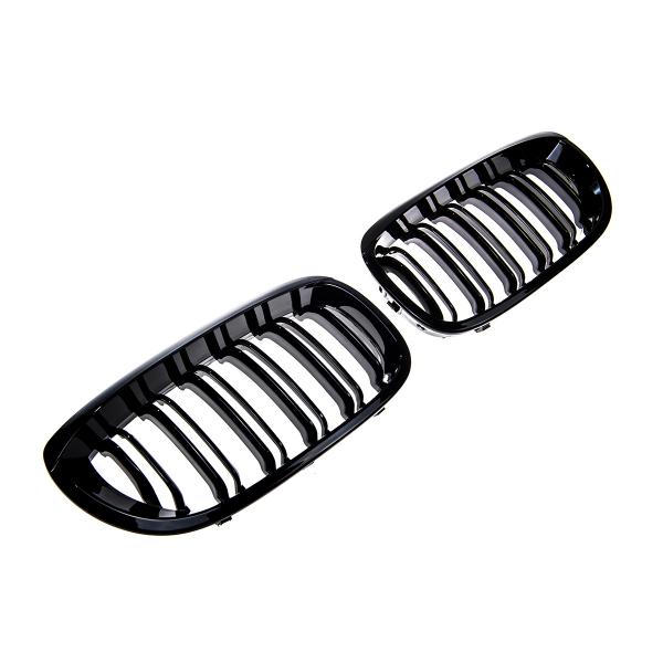 Upgrade Design Kühlergrill / Sportgrill passend für BMW 3er E46 Facelift Coupe/Cabrio 03-06 Hochglanz schwarz