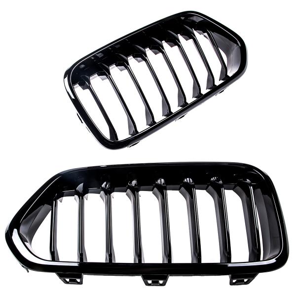Upgrade Design Kühlergrill / Sportgrill passend für BMW X2 F39 17-23 Hochglanz schwarz