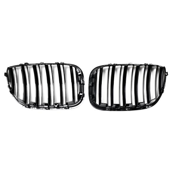 Upgrade Design Kühlergrill / Sportgrill passend für BMW X5 E53 Facelift 03-06 Hochglanz schwarz