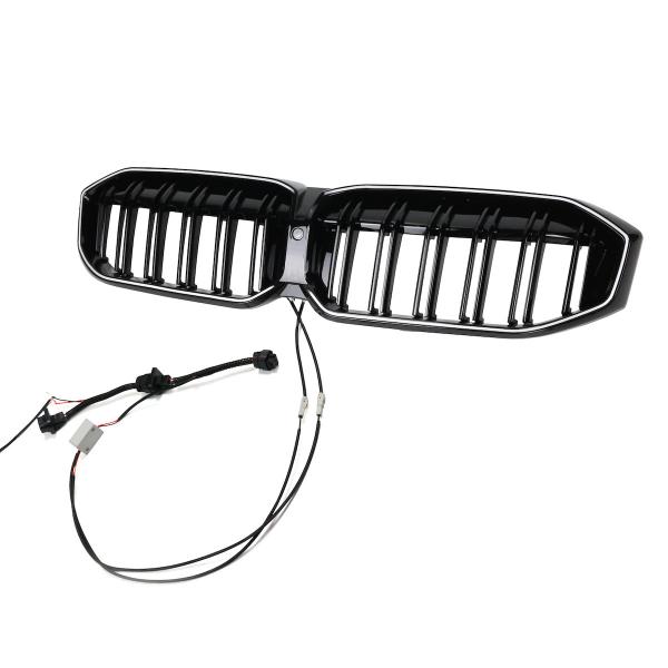 LED-Doppellamellen-Kühlergrill in Schwarz glänzend passend für BMW 3er G20 LCI 2023 +