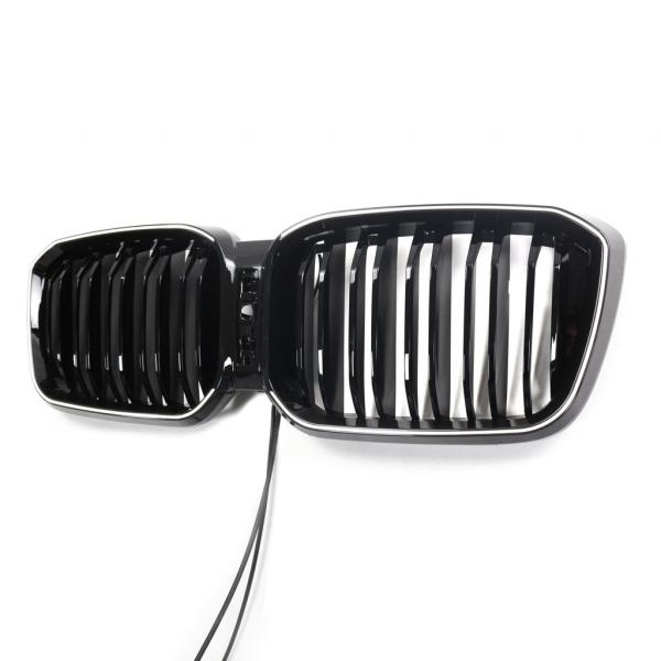 LumiFire Upgrade LED-Doppellamellen-Grill in Schwarz glänzend passend für BMW X3 Serie G01 LCI 2021 +