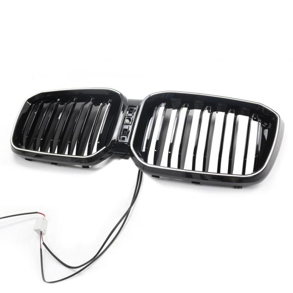 LumiFire Upgrade LED-Doppellamellen-Grill in Schwarz glänzend passend für BMW X3 Serie G01 LCI 2021 +