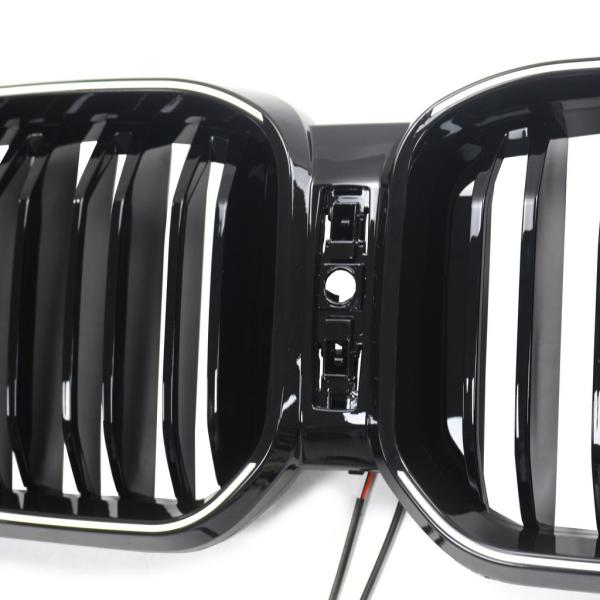 LumiFire Upgrade LED-Doppellamellen-Grill in Schwarz glänzend passend für BMW X3 Serie G01 LCI 2021 +