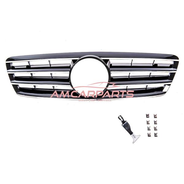 Upgrade Design Kühlergrill / Sportgrill passend für Mercedes Benz C-Klasse W203 / S203 00-07 Hochglanz schwarz / chrom