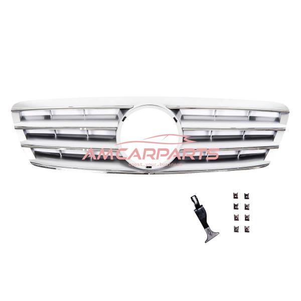 Upgrade Design Kühlergrill / Sportgrill passend für Mercedes Benz C-Klasse W203 / S203 00-07 Hochglanz silber / chrom