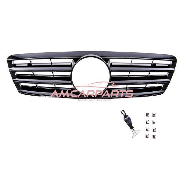 Upgrade Design Kühlergrill / Sportgrill passend für Mercedes Benz C-Klasse W203 / S203 00-07 Hochglanz schwarz