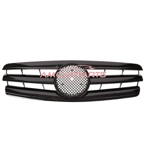 Upgrade Design Kühlergrill / Sportgrill passend für Mercedes Benz C-Klasse W203 / S203 00-07 Hochglanz schwarz