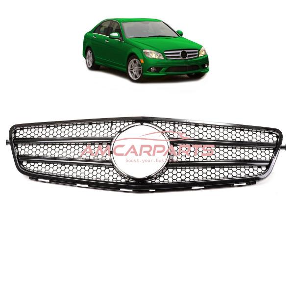 Upgrade Design Kühlergrill / Sportgrill für Mercedes C-Klasse (W204) / C-Klasse (S204) Vor-Facelift 07-11 Hochglanz schwarz