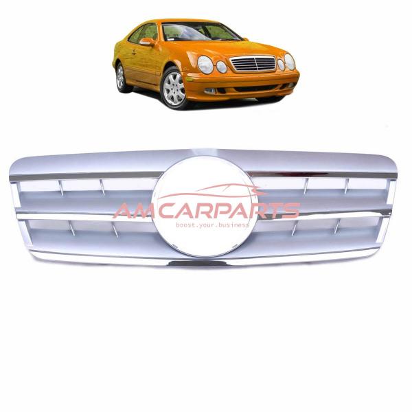 Upgrade Design Kühlergrill / Sportgrill für Mercedes Benz CLK W208 / C208 97-02 Hochglanz silber / chrom