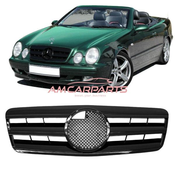Upgrade Design Kühlergrill / Sportgrill für Mercedes Benz CLK W208 / C208 97-02 Hochglanz schwarz