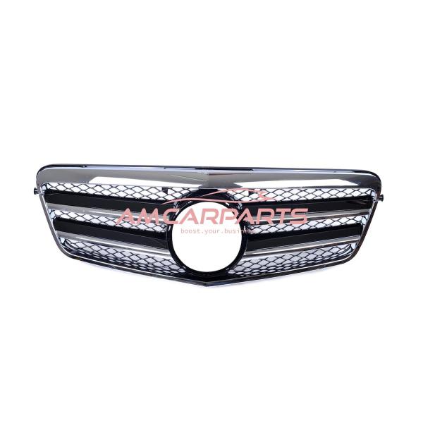 Upgrade Design Kühlergrill / Sportgrill für Mercedes Benz E-Klasse W212 / S212 Vor-Facelift 09-13 Hochglanz schwarz / chrom