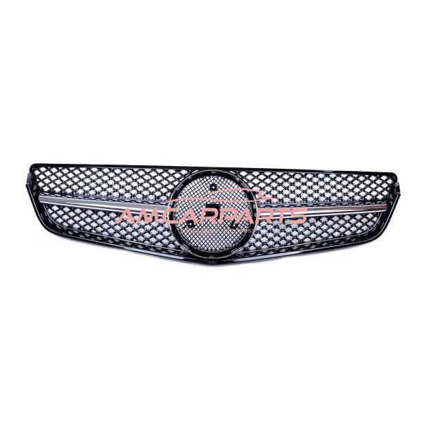 Upgrade Design Kühlergrill / Sportgrill passend für Mercedes Benz E-Klasse C207 / A207 Vor-Facelift 09-13 Hochglanz schwarz / chrom