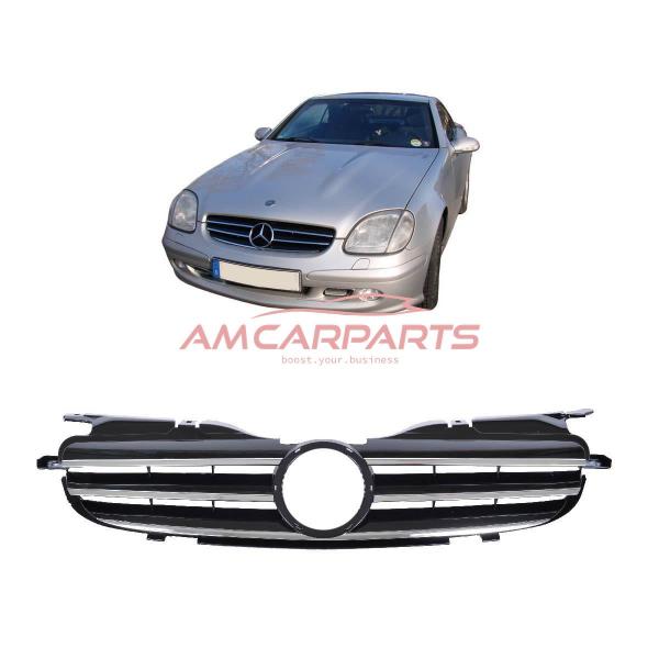 Upgrade Design Kühlergrill / Sportgrill passend für Mercedes Benz SLK R170 96-04 Hochglanz schwarz / chrom