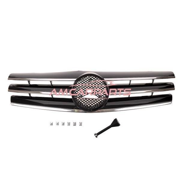 Upgrade Design Kühlergrill / Sportgrill passend für Mercedes Benz SL R129 89-01 Hochglanz schwarz / chrom