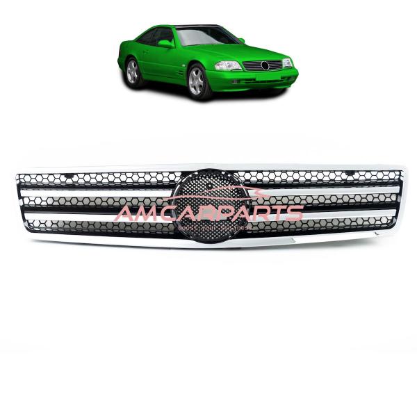 Upgrade Design Kühlergrill / Sportgrill passend für Mercedes Benz SL R129 89-01 Hochglanz schwarz / chrom