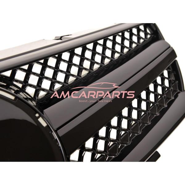 Upgrade Design Kühlergrill / Sportgrill für Mercedes SL (R230) Vor-Facelift 01-06 Hochglanz schwarz