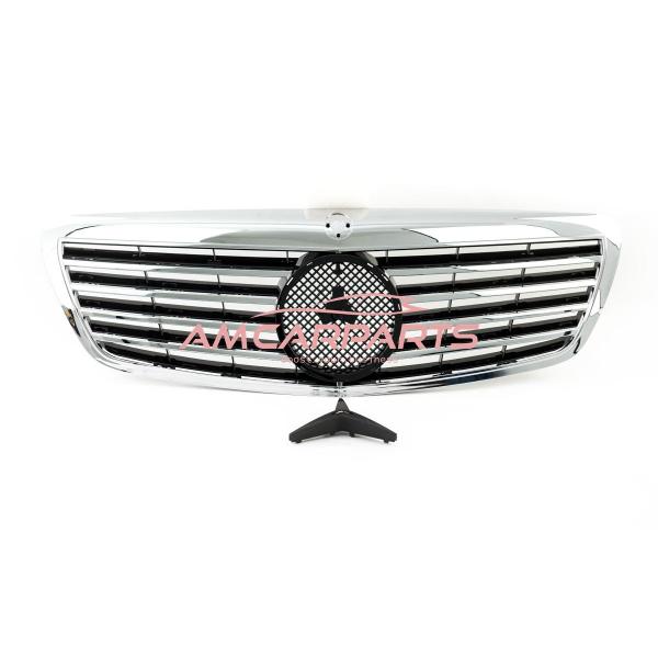 Upgrade Design Kühlergrill / Sportgrill für Mercedes S-Klasse (W221) Vor-Facelift 05-09 Hochglanz schwarz / chrom