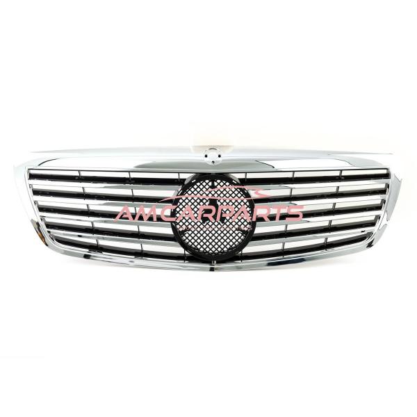 Upgrade Design Kühlergrill / Sportgrill für Mercedes S-Klasse (W221) Vor-Facelift 05-09 Hochglanz schwarz / chrom