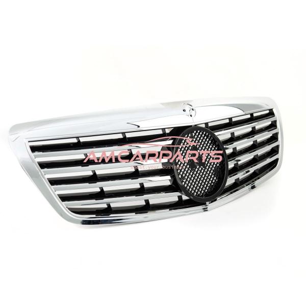 Upgrade Design Kühlergrill / Sportgrill für Mercedes S-Klasse (W221) Vor-Facelift 05-09 Hochglanz schwarz / chrom