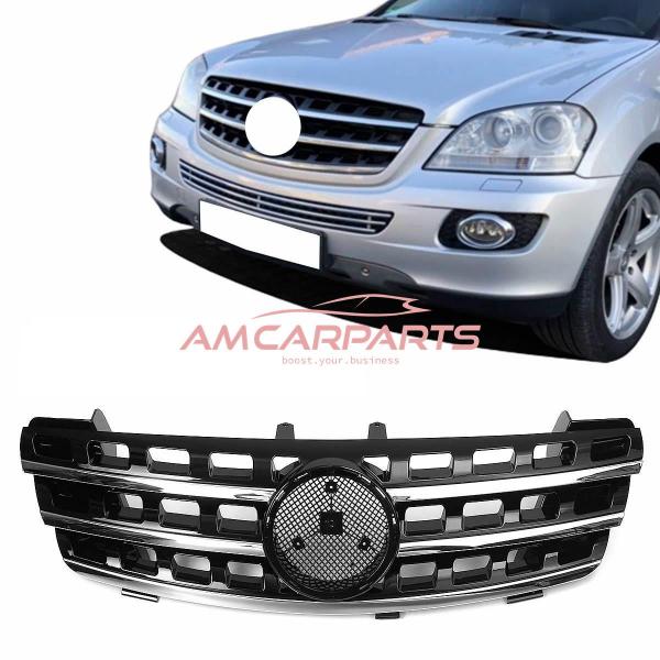 Upgrade Design Kühlergrill / Sportgrill für Mercedes ML-Klasse / M-Klasse W164 Vor-Facelift 05-08 Hochglanz schwarz / chrom