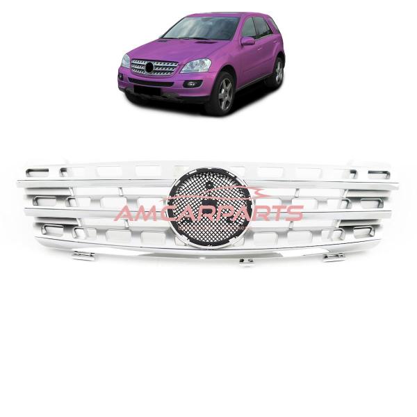 Upgrade Design Kühlergrill / Sportgrill für Mercedes ML-Klasse / M-Klasse W164 Vor-Facelift 05-08 Matt silber / chrom