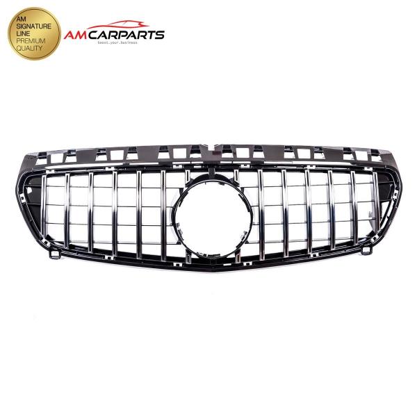 Upgrade Design Kühlergrill / Sportgrill passend für Mercedes Benz A-Klasse W176 Vor-Facelift 12-15 Hochglanz schwarz / chrom