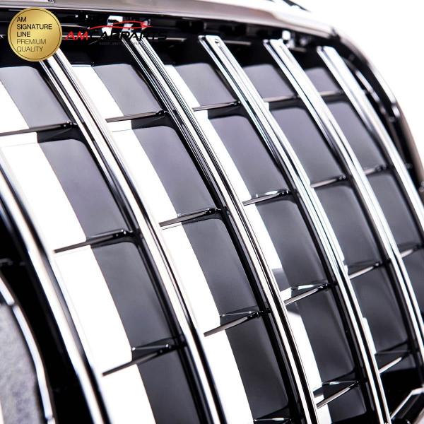 Upgrade Design Kühlergrill / Sportgrill passend für Mercedes Benz A-Klasse W176 Vor-Facelift 12-15 Hochglanz schwarz / chrom