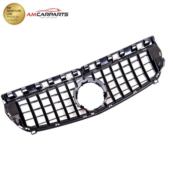 Upgrade Design Kühlergrill / Sportgrill passend für Mercedes Benz A-Klasse W176 Vor-Facelift 12-15 Hochglanz schwarz / chrom