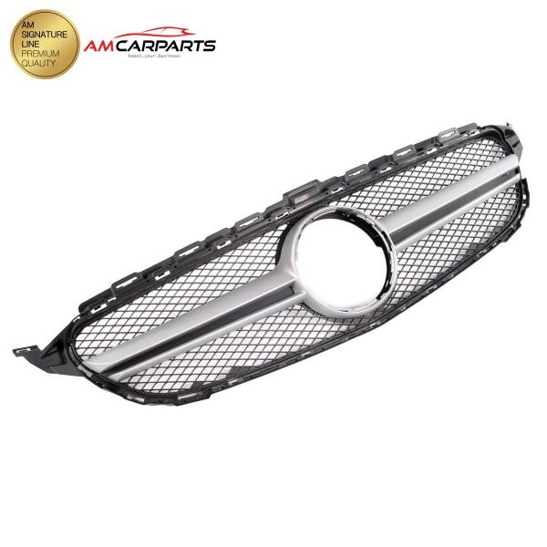Upgrade Design Kühlergrill / Sportgrill passend für Mercedes Benz C-Klasse W205 / S205 / A205 / C205 13-18 Matt schwarz / Matt silber