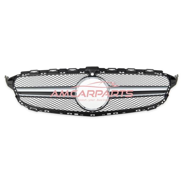 Upgrade Design Kühlergrill / Sportgrill passend für Mercedes Benz C-Klasse W205 / S205 / A205 / C205 13-18 Matt schwarz / Matt silber