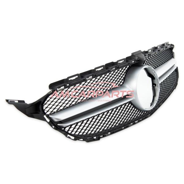 Upgrade Design Kühlergrill / Sportgrill passend für Mercedes Benz C-Klasse W205 / S205 / A205 / C205 13-18 Matt schwarz / Matt silber