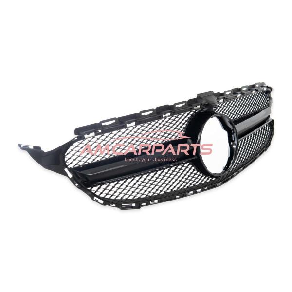 Upgrade Design Kühlergrill / Sportgrill passend für Mercedes Benz C-Klasse W205 / S205 / A205 / C205 13-18 Matt schwarz / Hochglanz schwarz