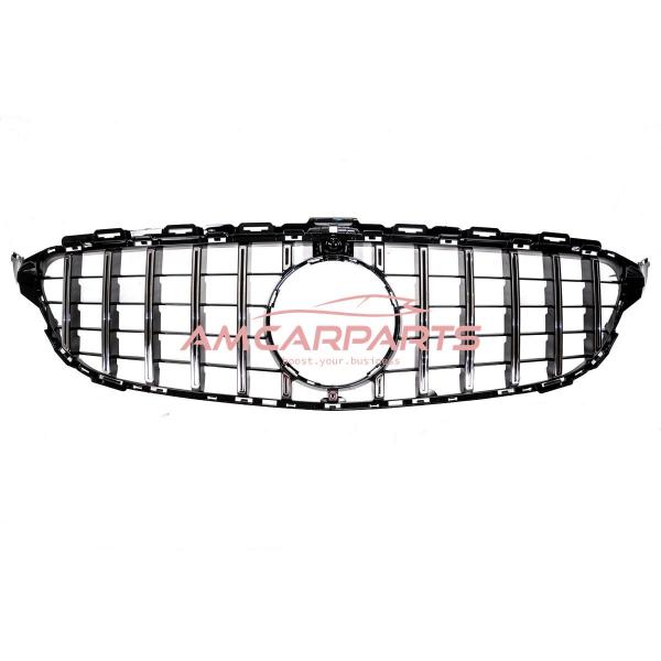 Upgrade Design Kühlergrill / Sportgrill passend für Mercedes Benz C-Klasse W205 / S205 / A205 / C205 14-21 Hochglanz schwarz / chrom