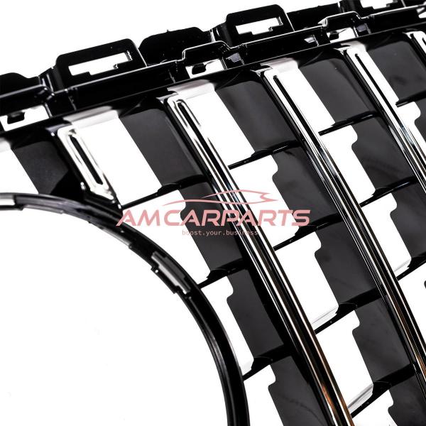 Upgrade Design Kühlergrill / Sportgrill passend für Mercedes Benz C-Klasse W205 / S205 / A205 / C205 14-21 Hochglanz schwarz / chrom