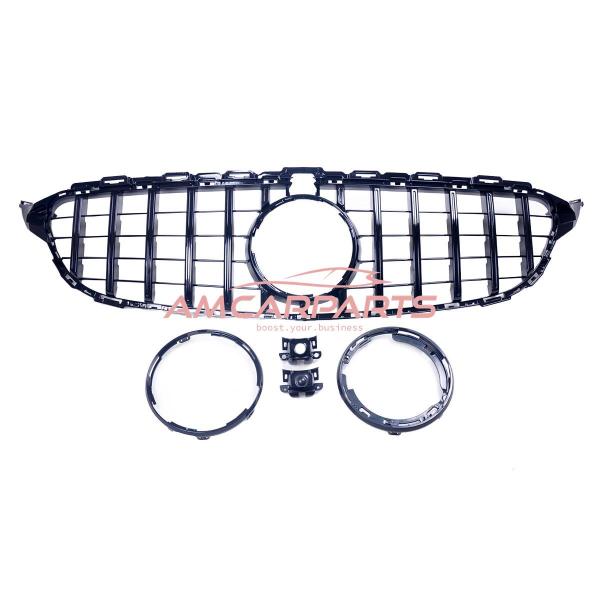 Upgrade Design Kühlergrill / Sportgrill passend für Mercedes Benz C-Klasse W205 / S205 / A205 / C205 14-21 Hochglanz schwarz