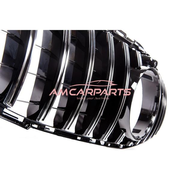 Upgrade Design Kühlergrill / Sportgrill passend für Mercedes Benz C-Klasse W205 / S205 / A205 / C205 13-18 Hochglanz schwarz / chrom