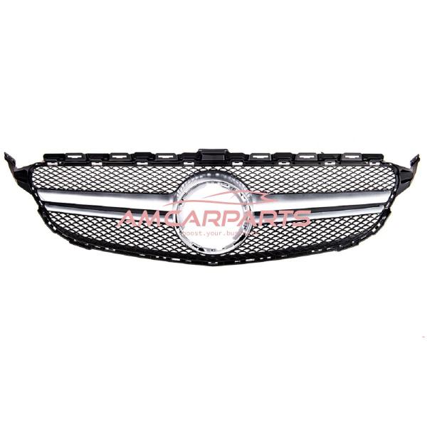 Upgrade Design Kühlergrill / Sportgrill passend für Mercedes Benz C-Klasse W205 / S205 / A205 / C205 Facelift 18-21 Matt schwarz / Matt silber
