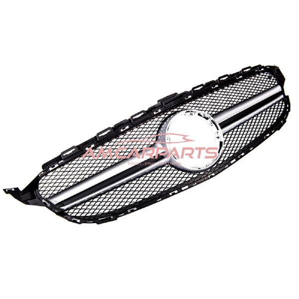 Upgrade Design Kühlergrill / Sportgrill passend für Mercedes Benz C-Klasse W205 / S205 / A205 / C205 Facelift 18-21 Matt schwarz / Matt silber