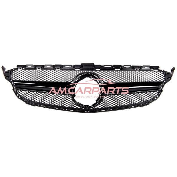 Upgrade Design Kühlergrill / Sportgrill passend für Mercedes Benz C-Klasse W205 / S205 / A205 / C205 Facelift 18-21 Hochglanz schwarz