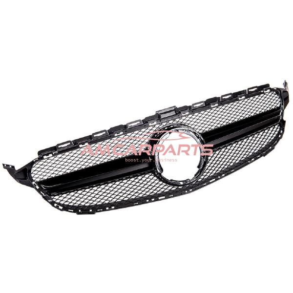 Upgrade Design Kühlergrill / Sportgrill passend für Mercedes Benz C-Klasse W205 / S205 / A205 / C205 Facelift 18-21 Hochglanz schwarz