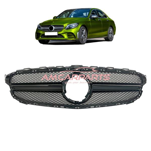 Upgrade Design Kühlergrill / Sportgrill passend für Mercedes Benz C-Klasse W205 / S205 / A205 / C205 Facelift 18-21 Matt schwarz / Hochglanz schwarz