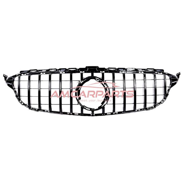 Upgrade Design Kühlergrill / Sportgrill passend für Mercedes Benz C-Klasse W205 / S205 / A205 / C205 Facelift 18-21 Hochglanz schwarz