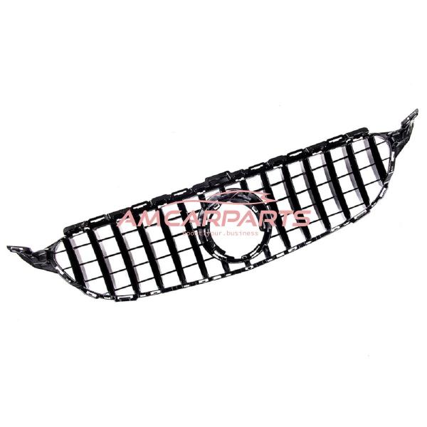 Upgrade Design Kühlergrill / Sportgrill passend für Mercedes Benz C-Klasse W205 / S205 / A205 / C205 Facelift 18-21 Hochglanz schwarz